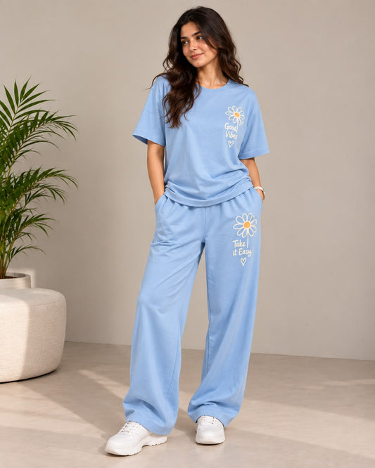 Good Vibes Take It Easy Blue Coord Set