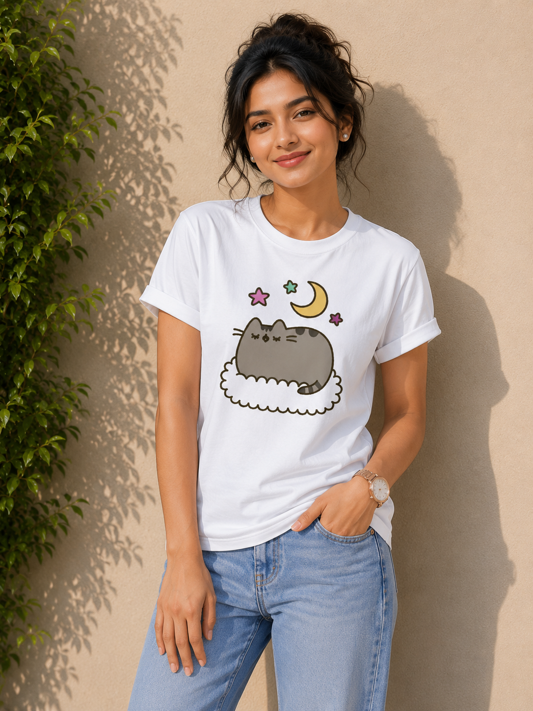 Cat sleeping moon
