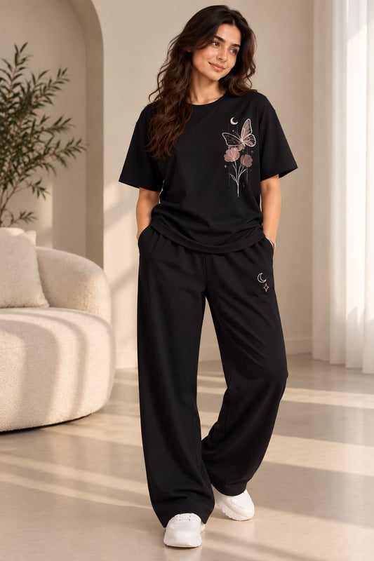 Moonlight Butterfly Black Coord Set