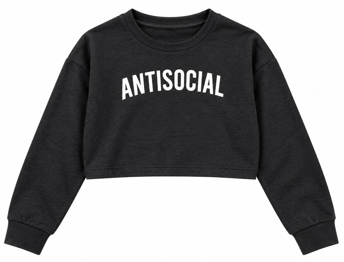 Antisocial Cropped Sweatshirt Black
