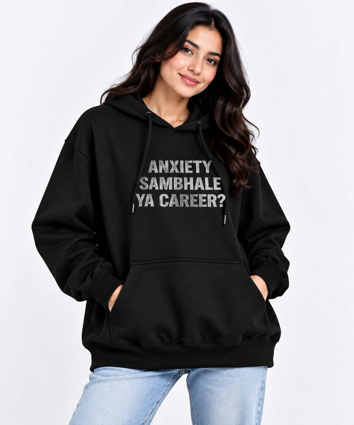 Anxiety Sambhale Ya Career Graphic Hoodie Black