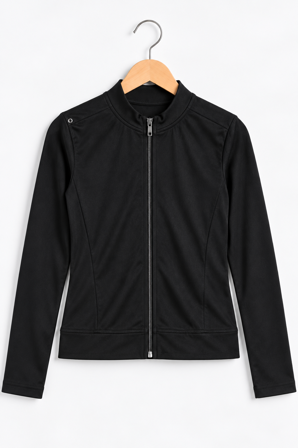 Zipper Full Sleeve Top Jacket Black