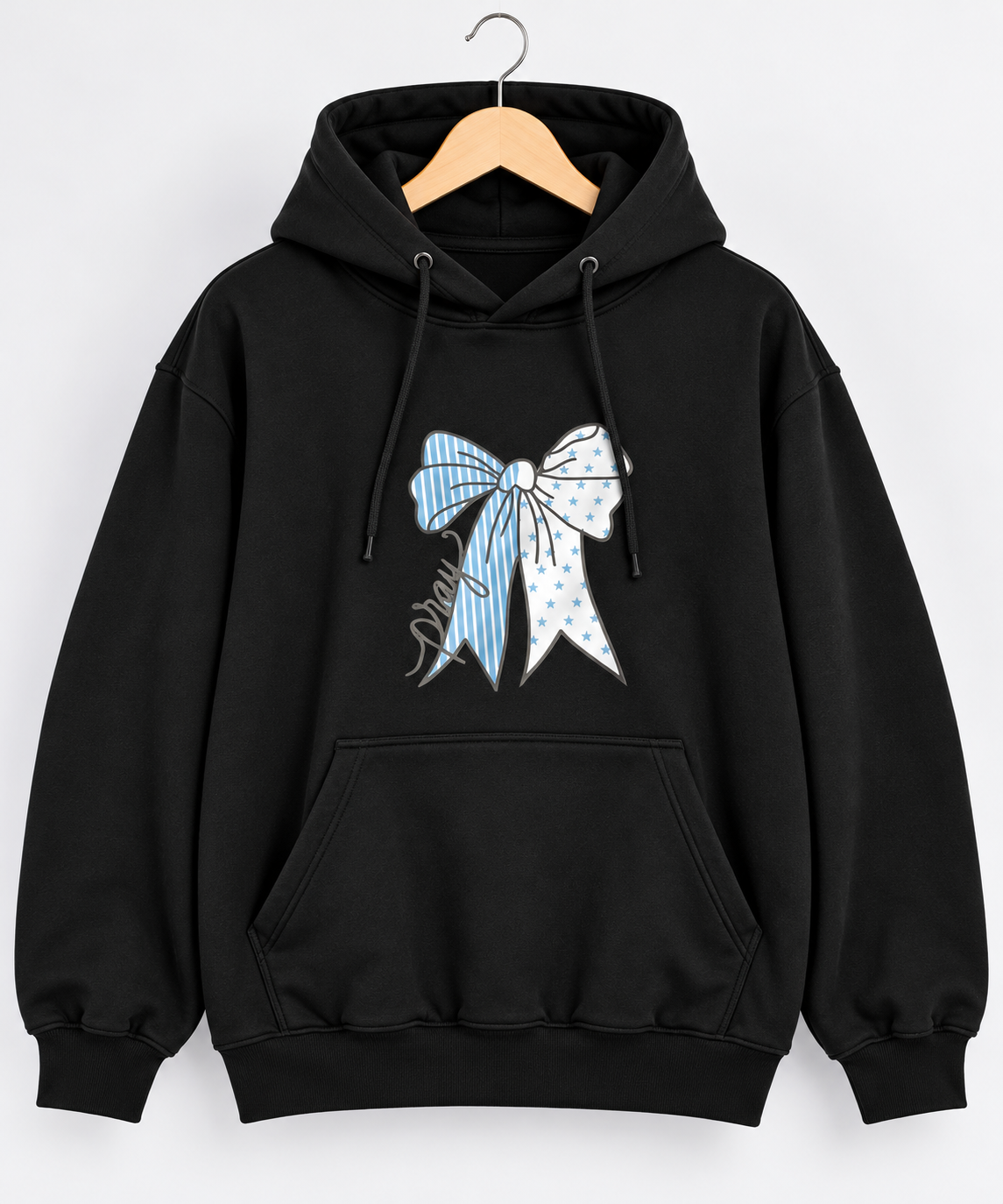 Pray Bow Graphic Hoodie Black