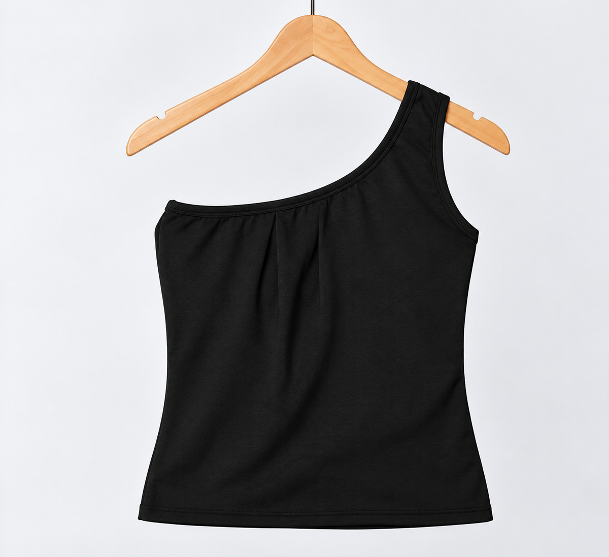 One Shoulder Sleeveless Top Black