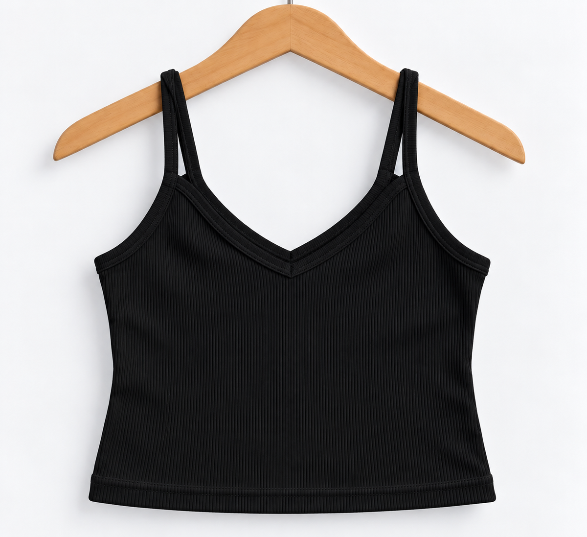 Ribbed V-Neck Cami Top Black