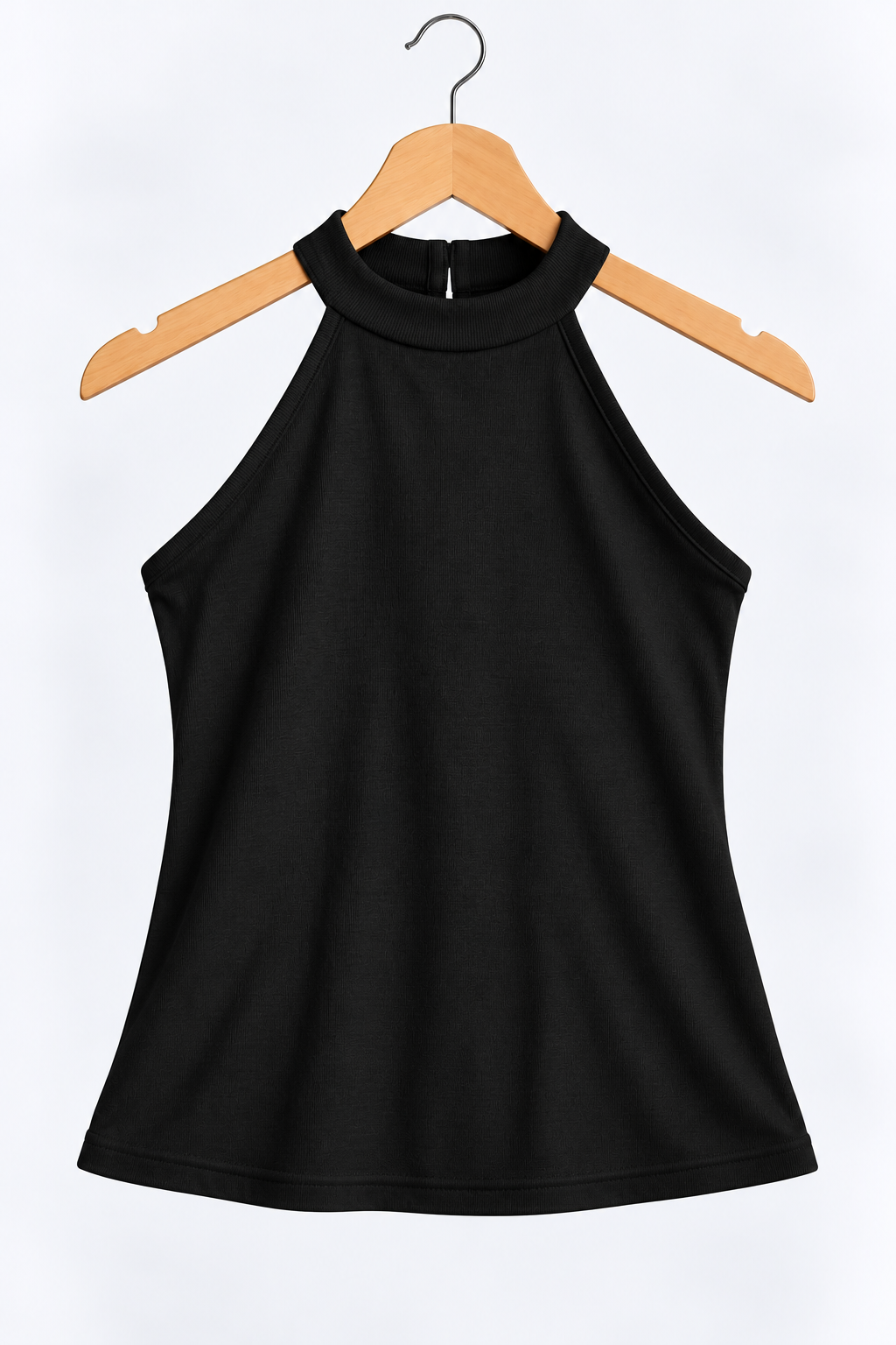 Ribbed Halter Neck Top Black