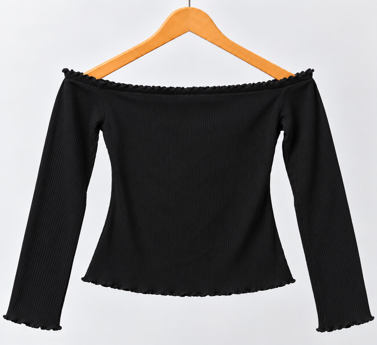 Off-Shoulder Full Sleeve Top Black