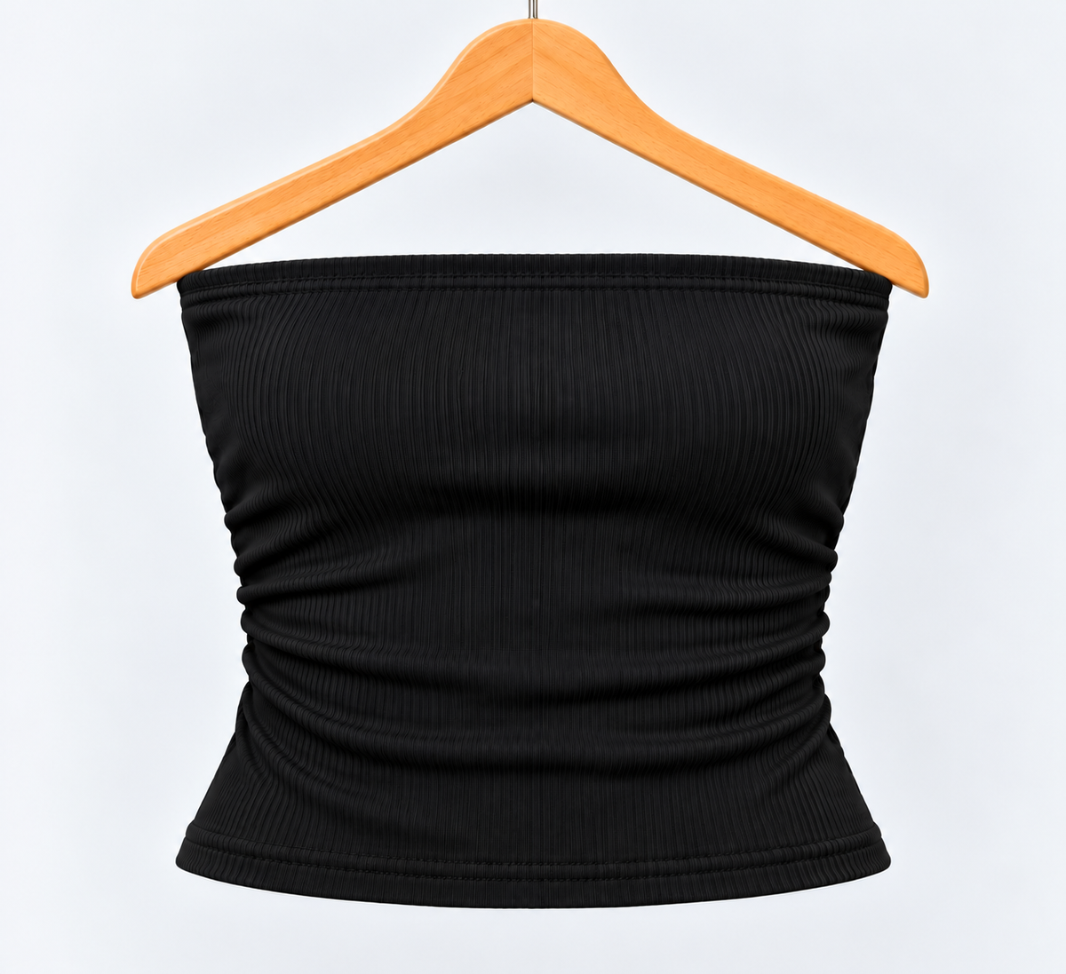 Ribbed Strapless Tube Top Black
