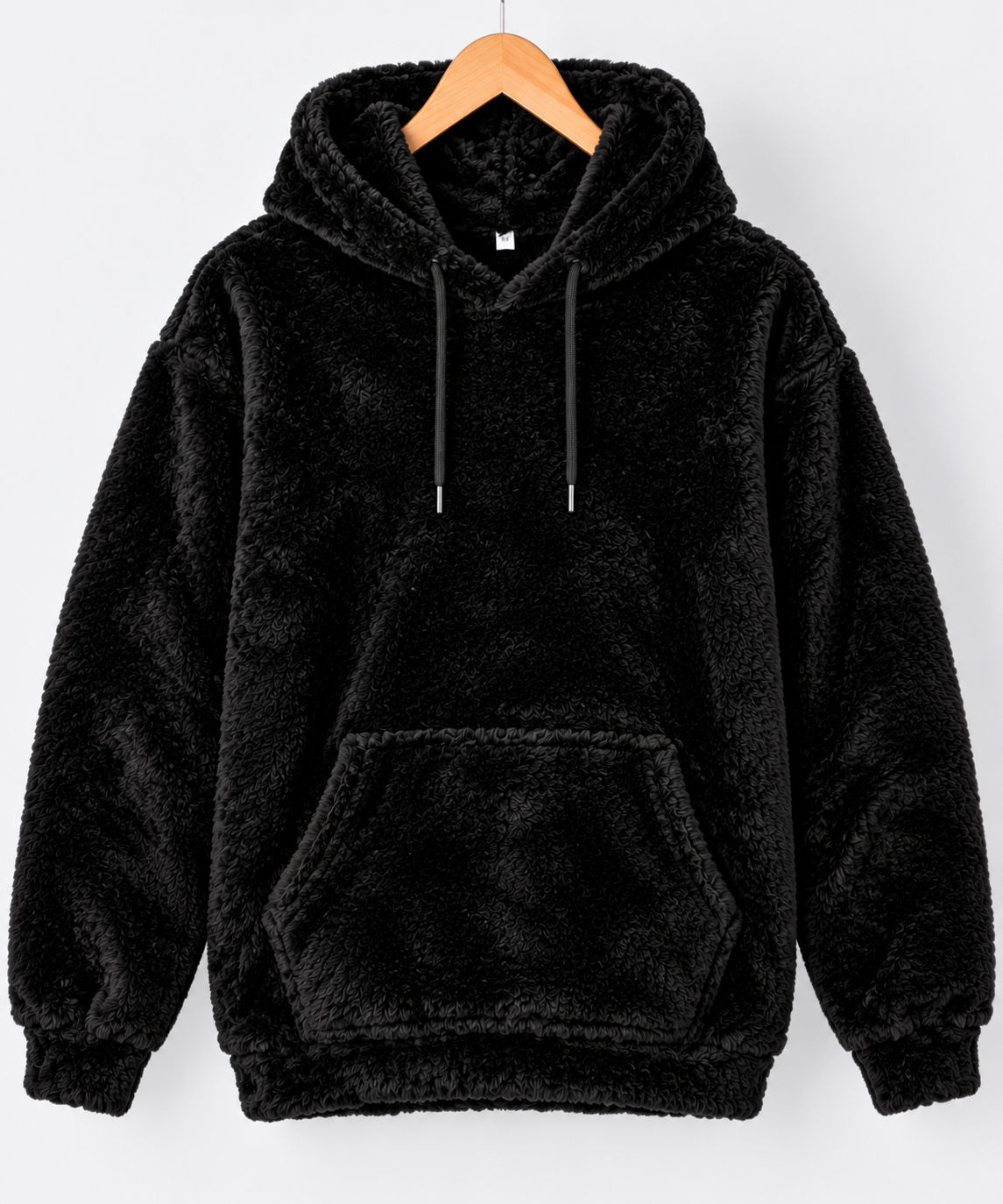 Fur Oversized Hoodie Black