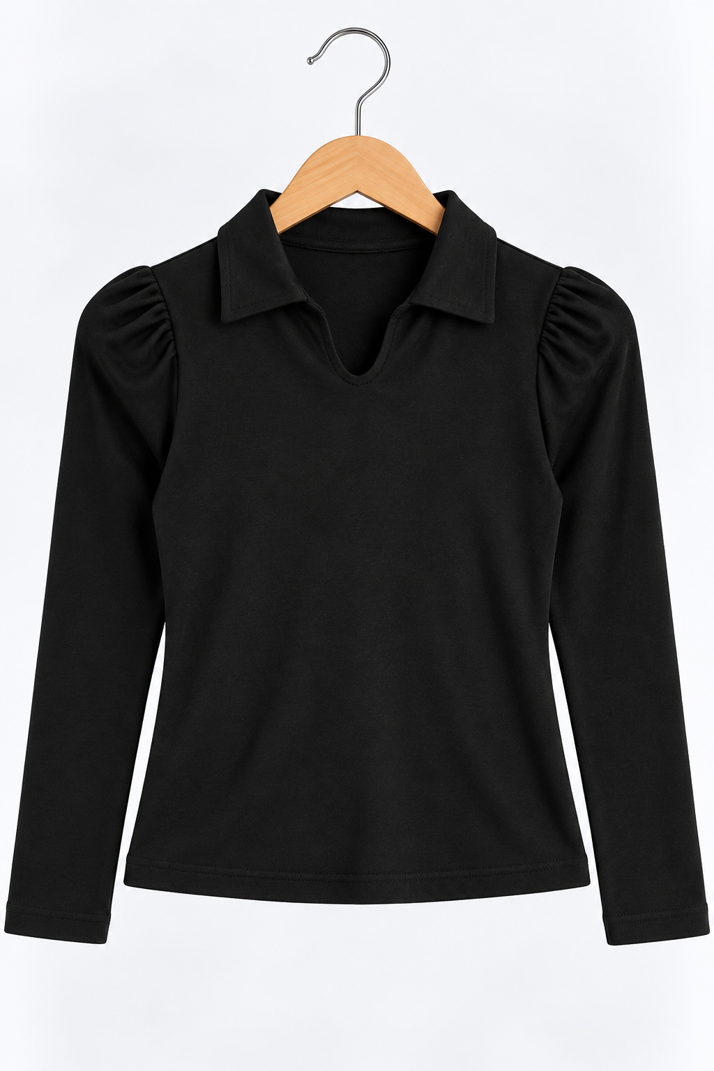 Collar Top Full Sleeve Black