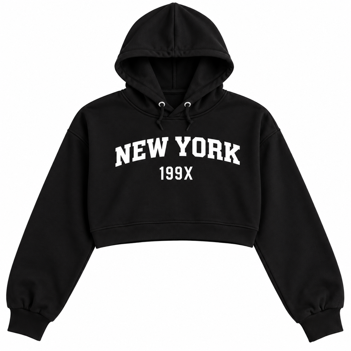 New York 199X Cropped Hoodie Black