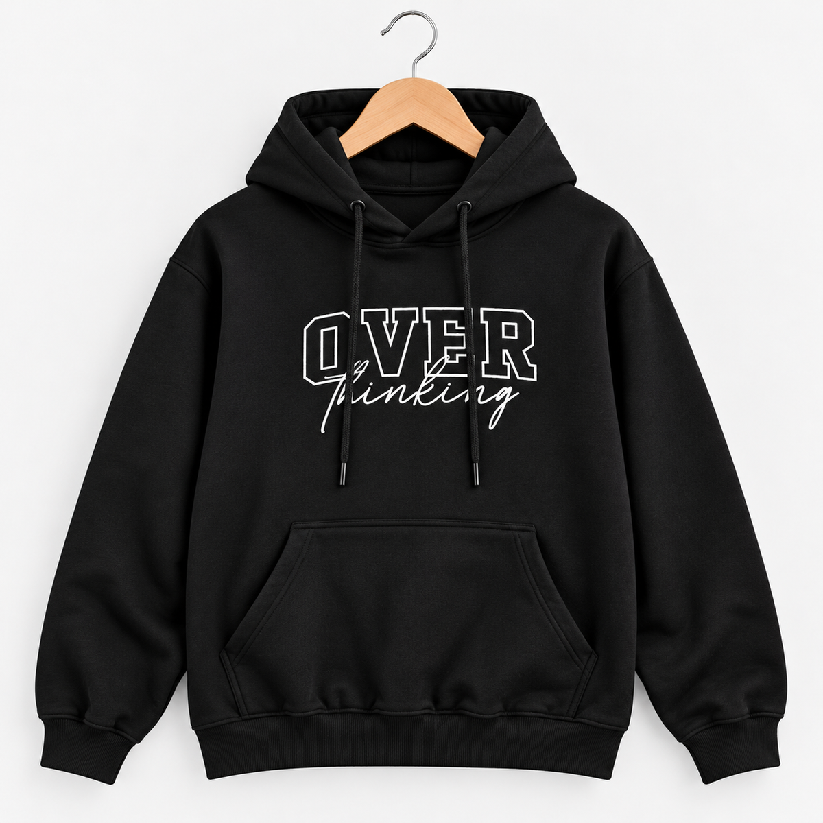 Overthinking Graphic Hoodie Oversized Black