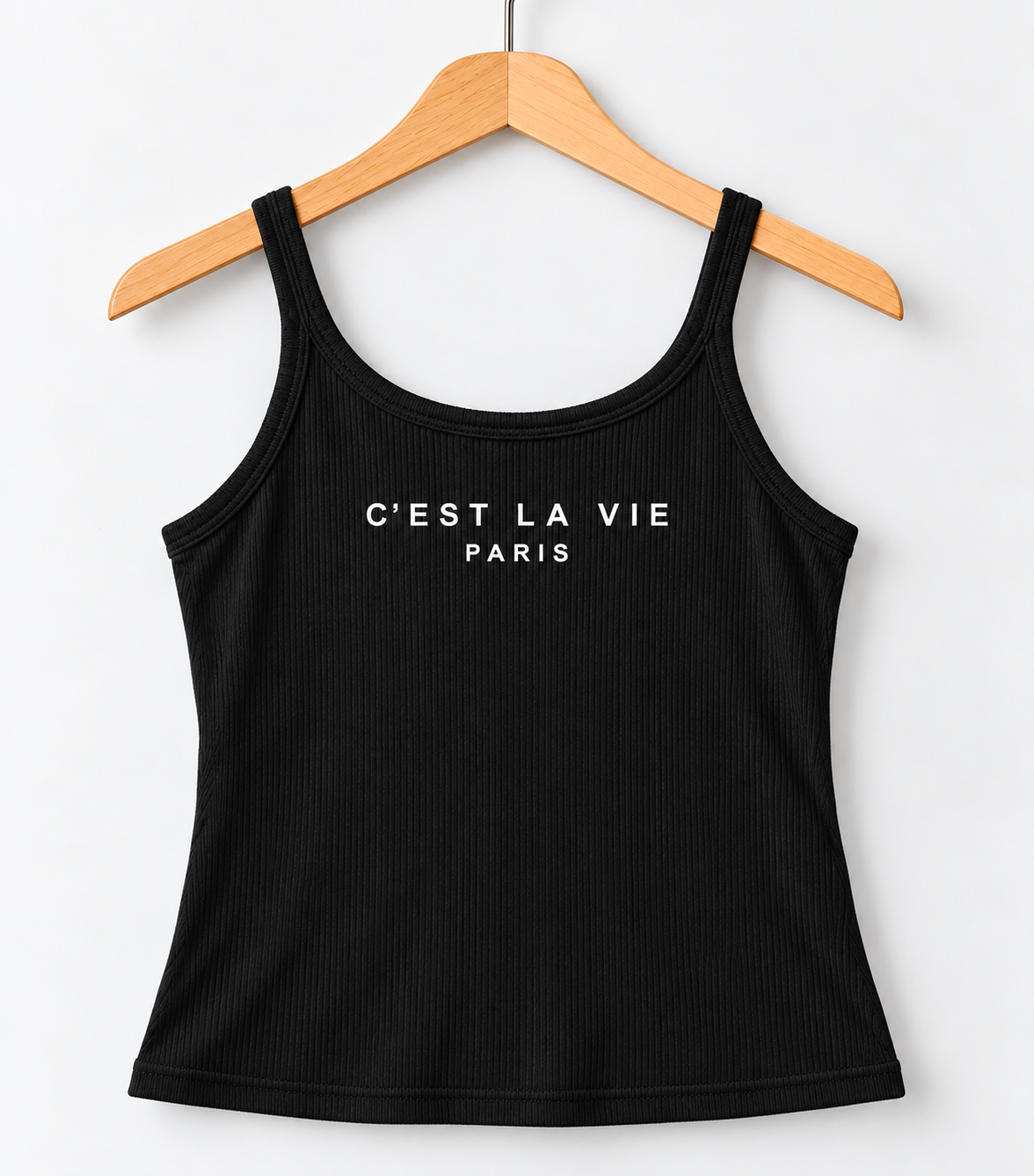 C’est La Vie Paris Ribbed Camisole Top Balck