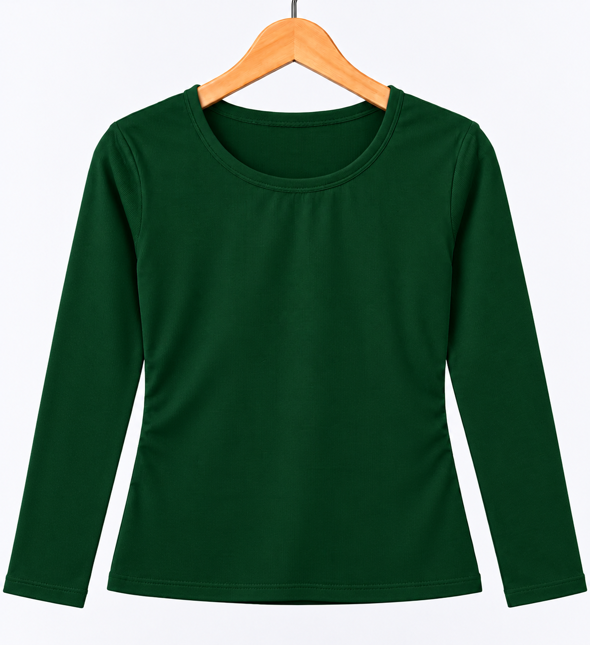 Ribbed Full Sleeve Top Bottle Green