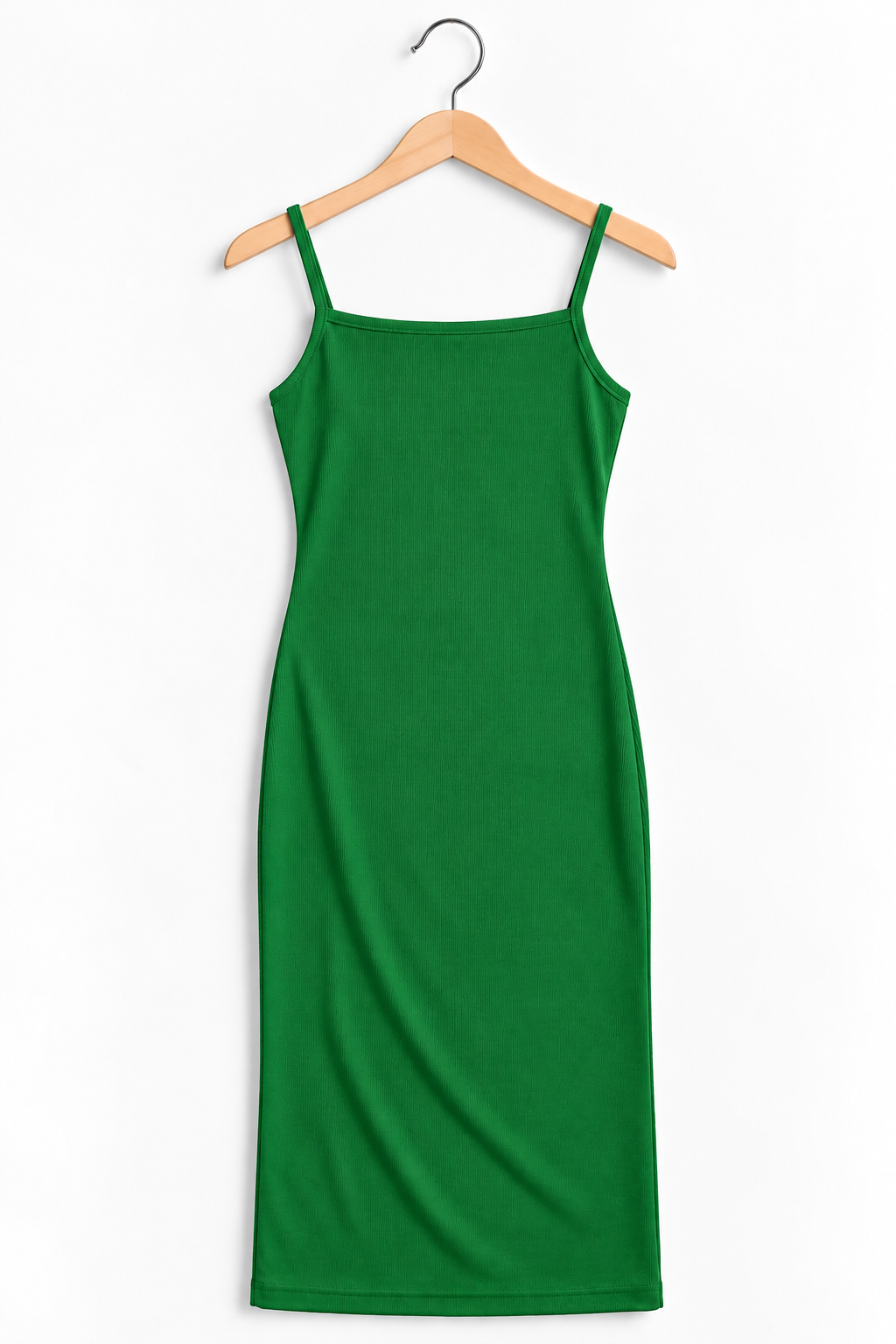 Ribbed Sleeveless Cami Dress Green