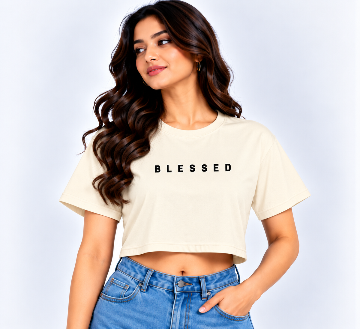 Blessed Crop T-Shirt Cream