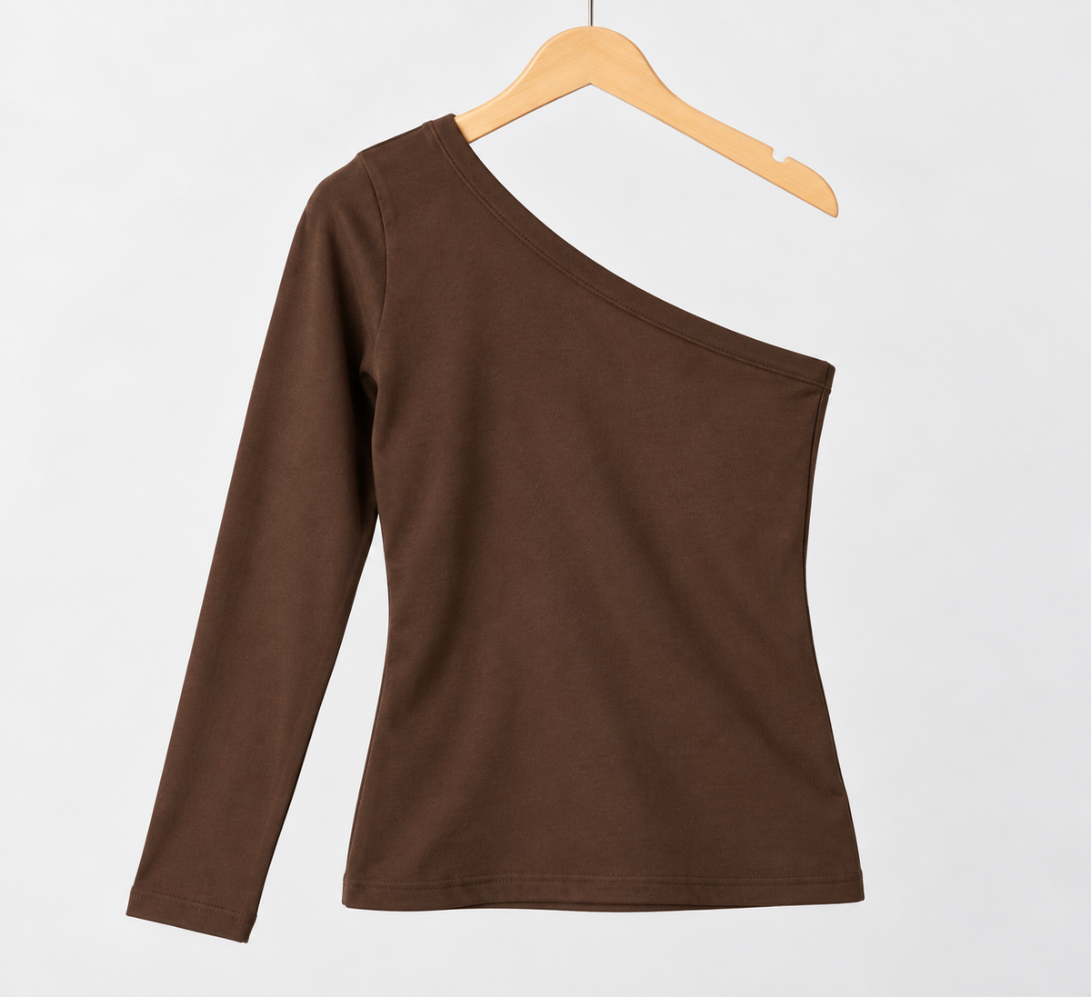 One Shoulder Top Brown