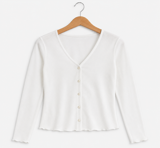 Button top V neck