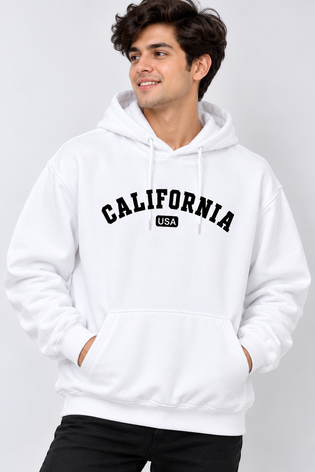 California USA Graphic Oversized Hoodie White