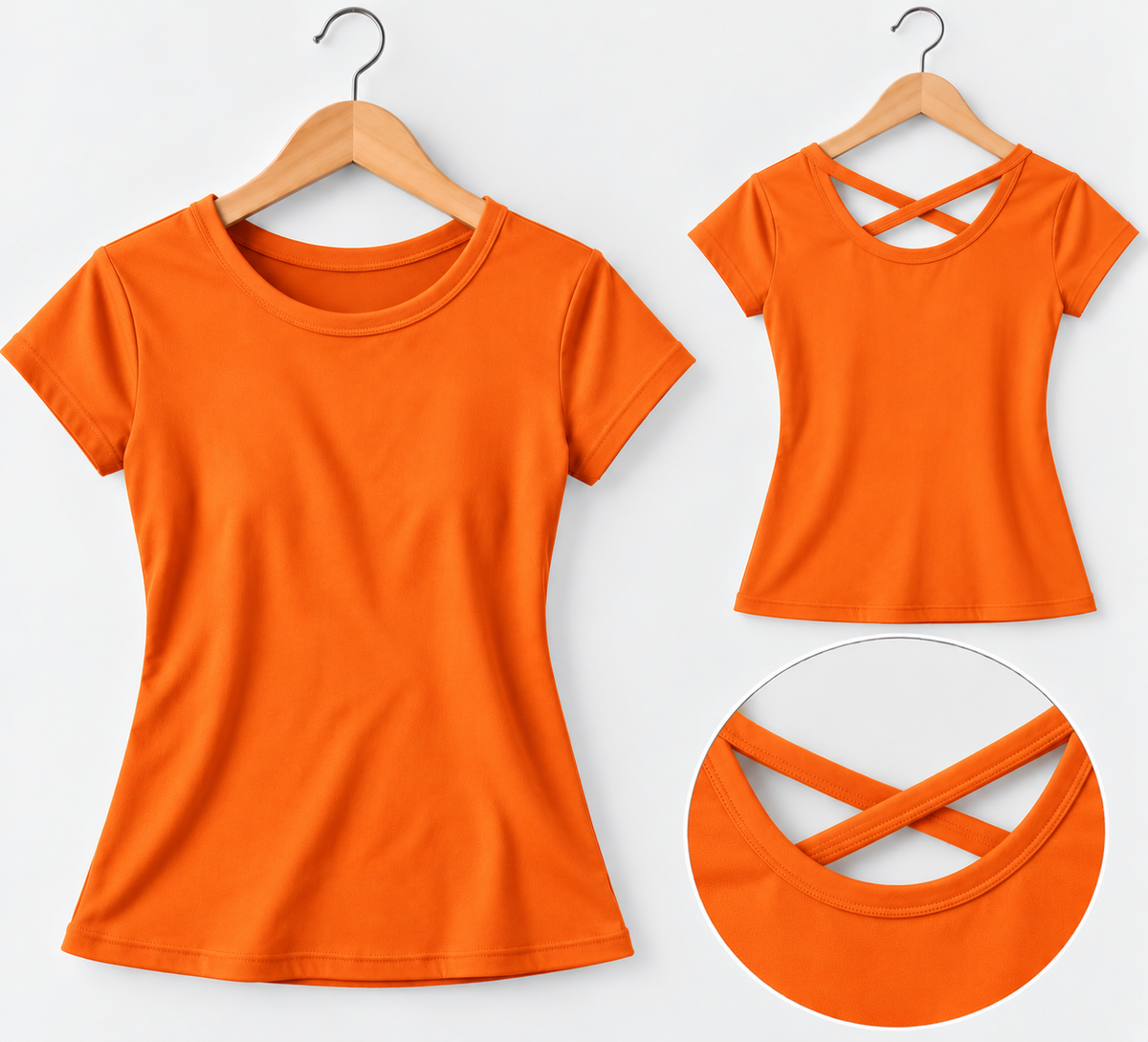 Criss-Cross Back Short-Sleeve Top Carrot
