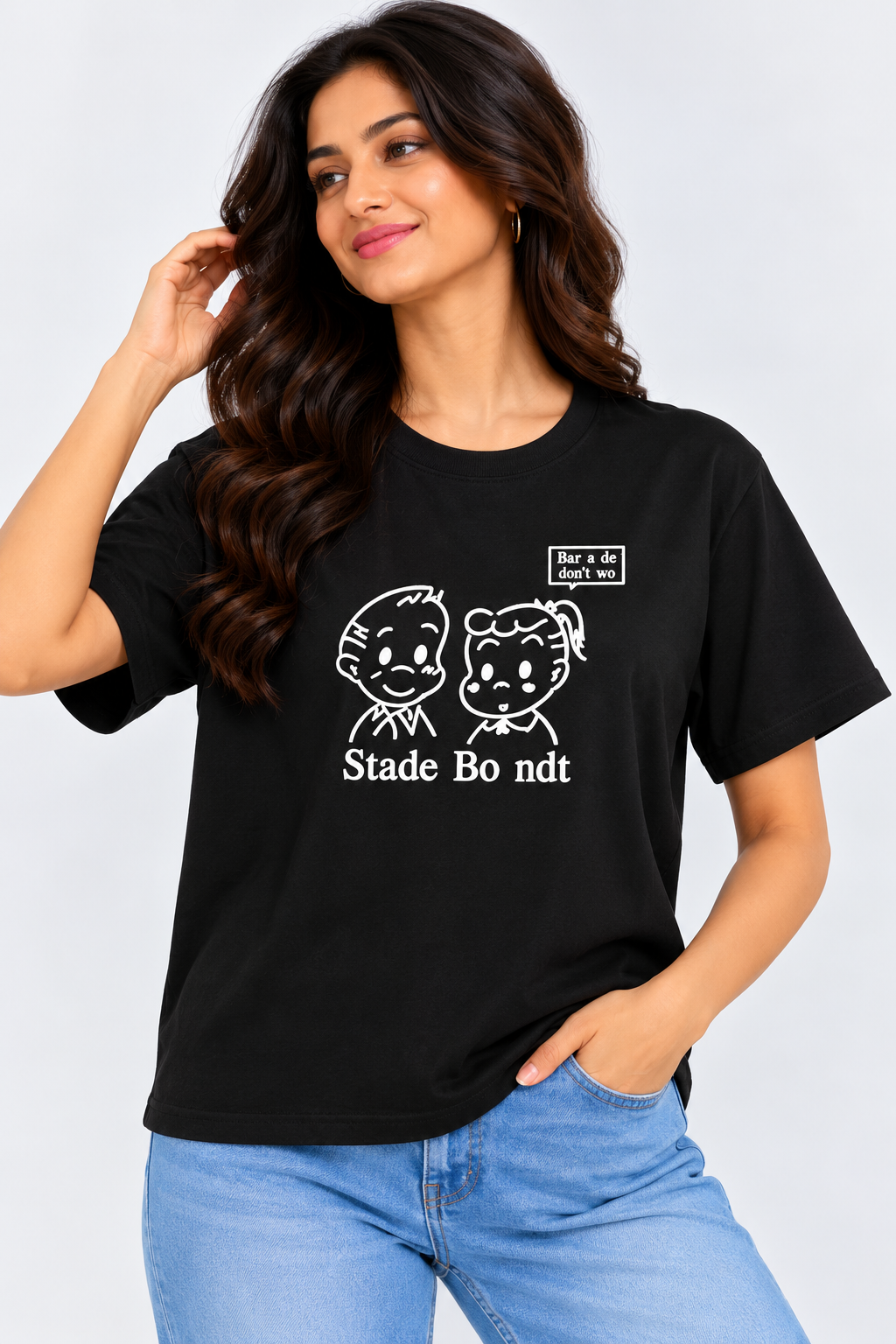 Cute Cartoon Graphic T-Shirt Black