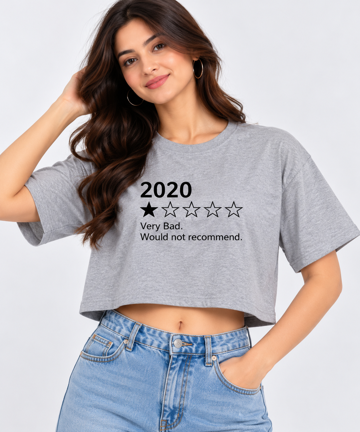 2020 One-Star Review Crop T-Shirt Grey