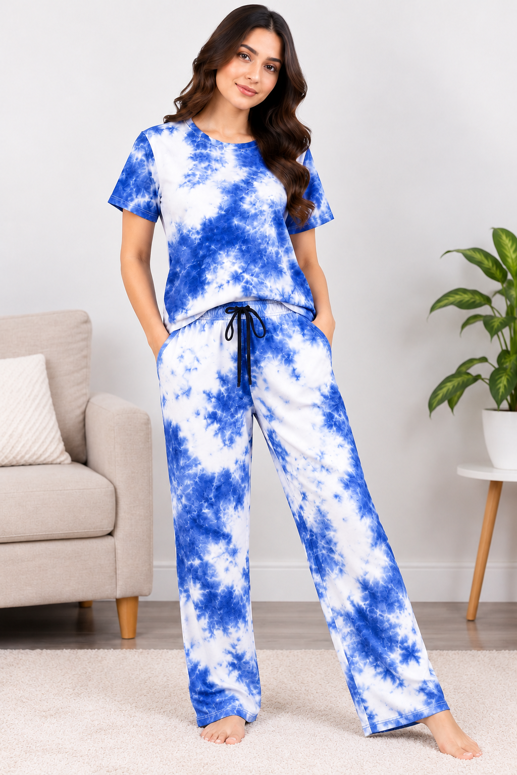 Tie-Dye T-Shirt & Pajama Coord Set Blue
