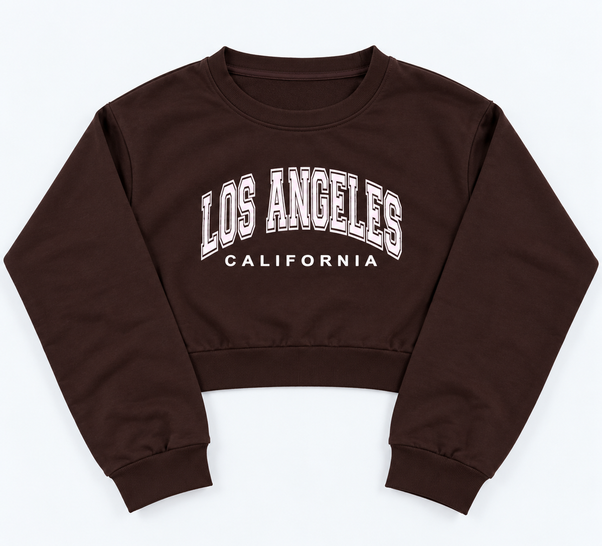 Los Angeles California Cropped Sweatshirt Dark Brown
