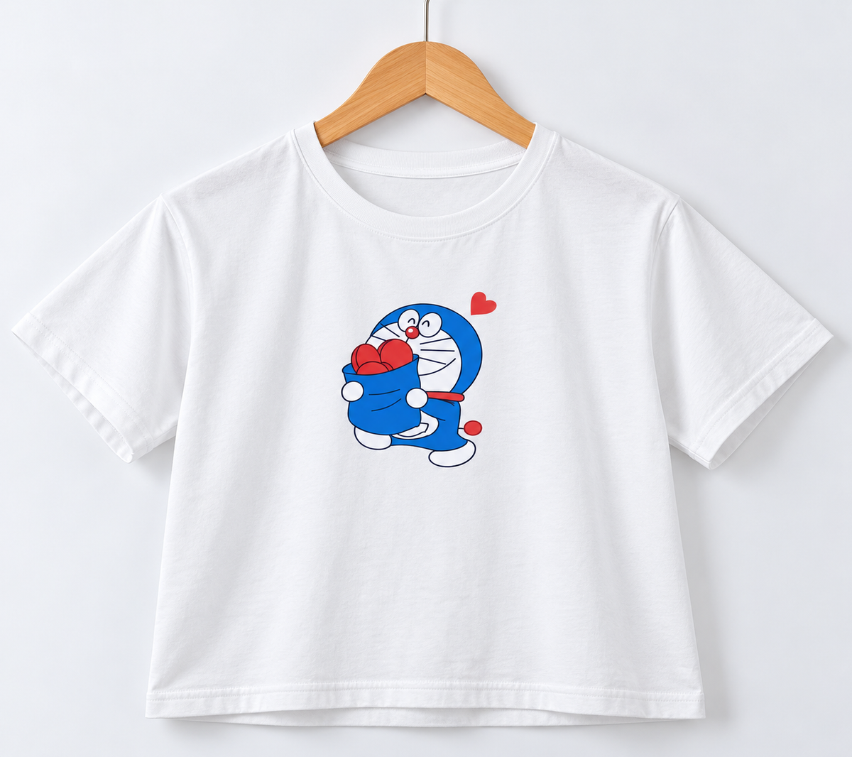 Doraemon Heart Graphic Regular Fit T-Shirt White