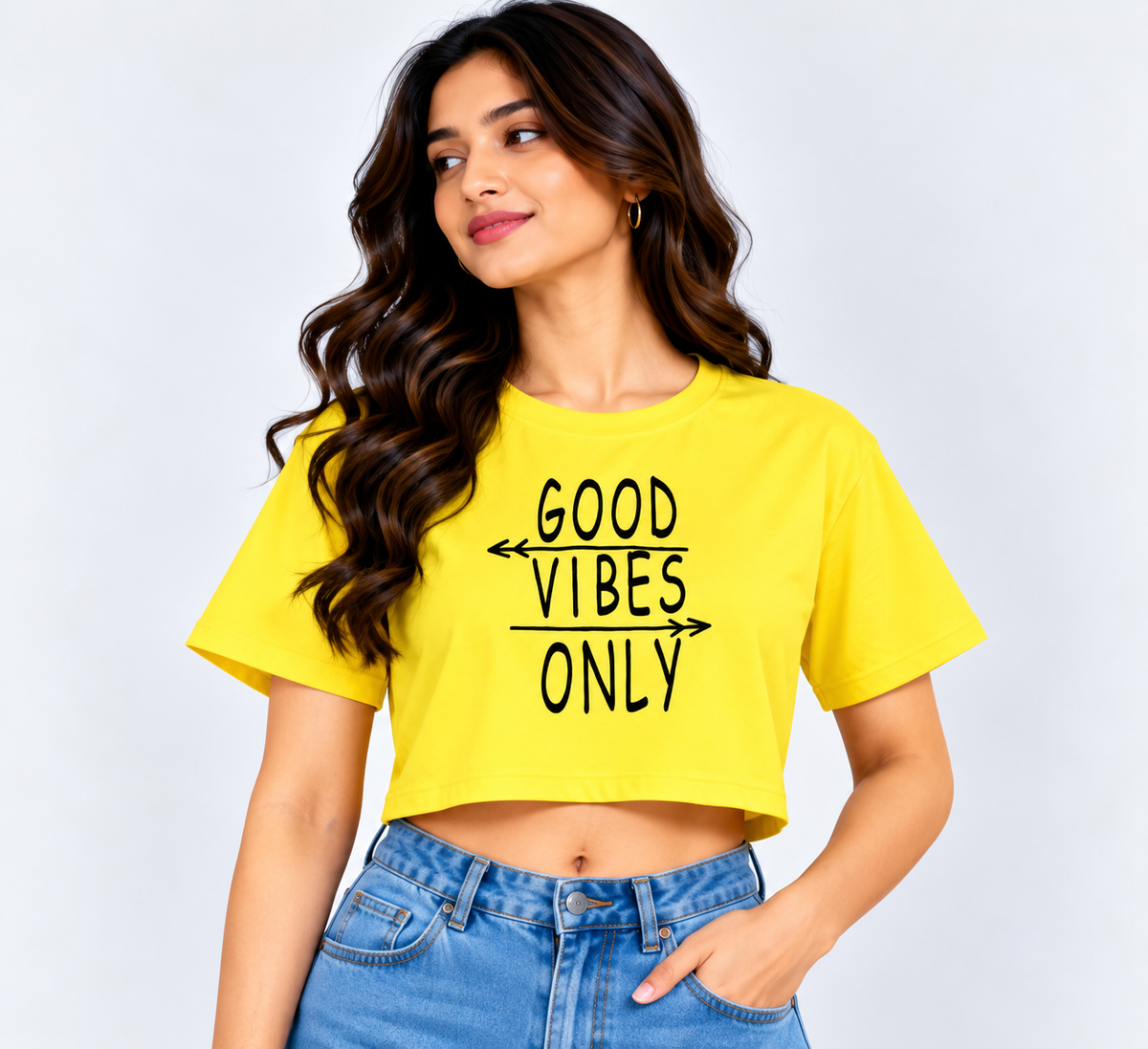 Good Vibes Only Crop T-Shirt Yellow