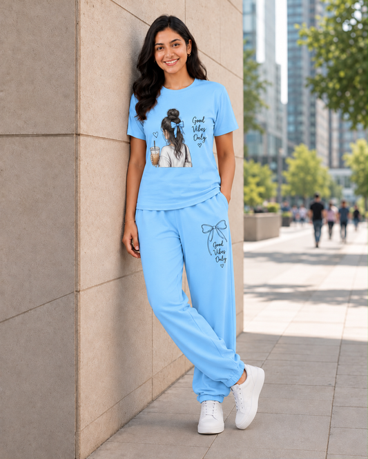 Good Vibes Only Sky Blue Coord Set