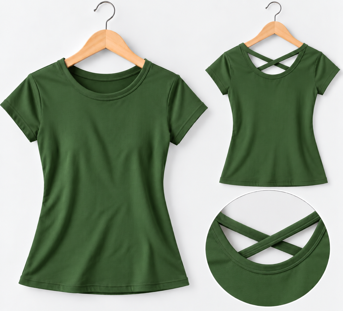 Criss-Cross Back Short-Sleeve Top Green