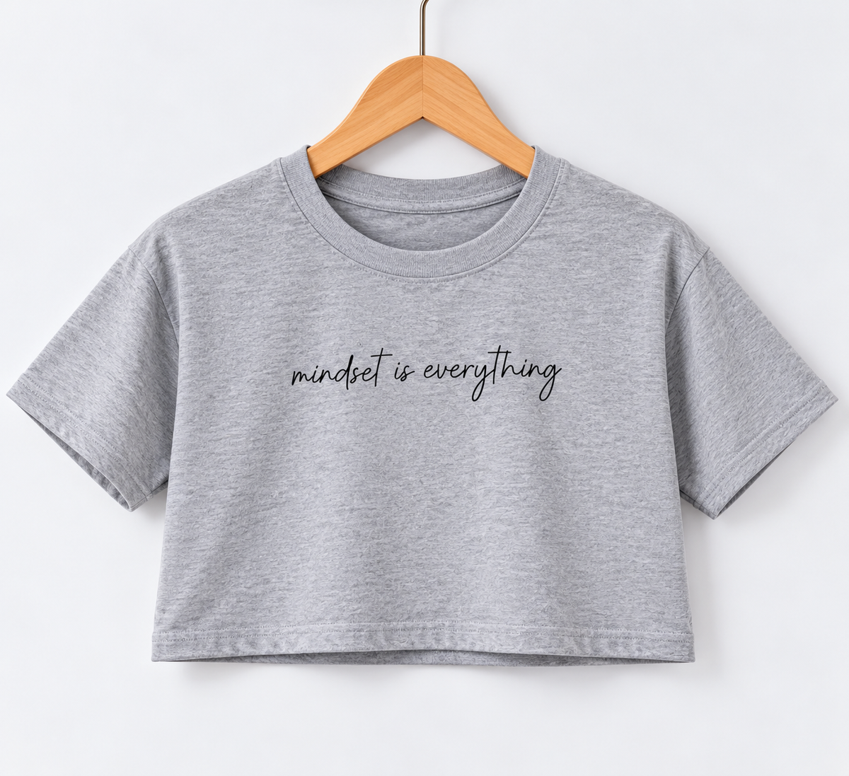 Mindset Is Everything Crop T-Shirt Grey