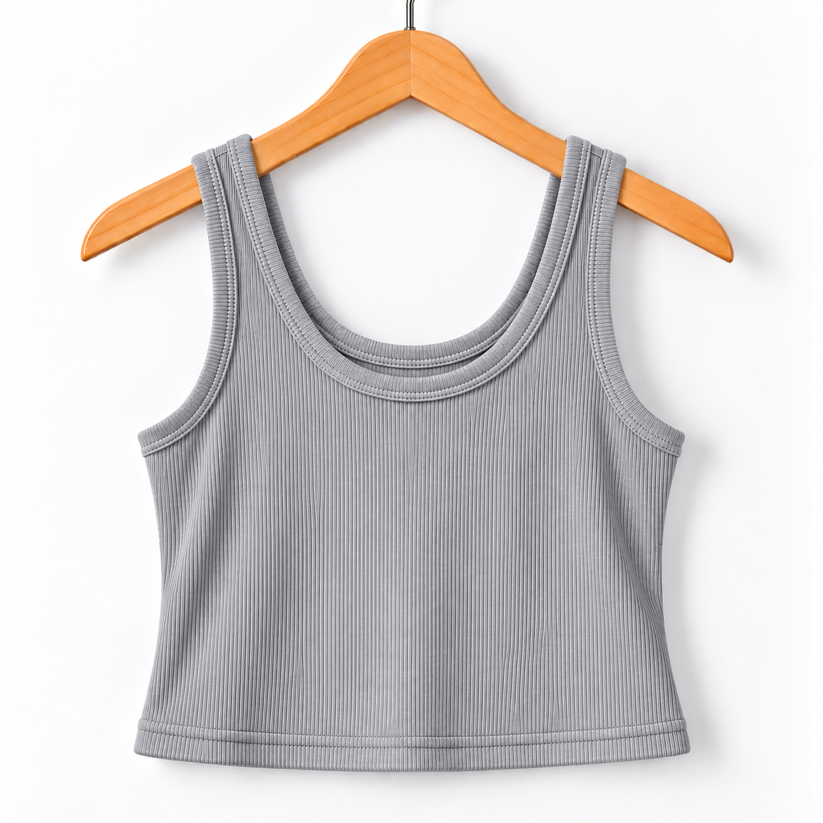 Ribbed Sleeveless Crop Tank Top Grey