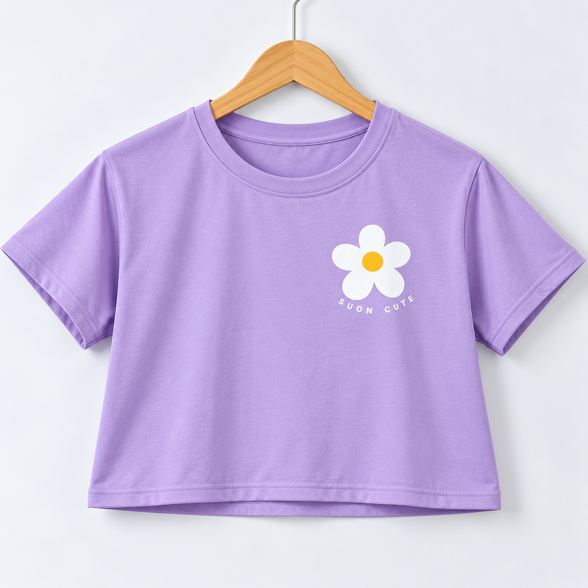 Sugn Cute Flower Crop T-Shirt Lavender