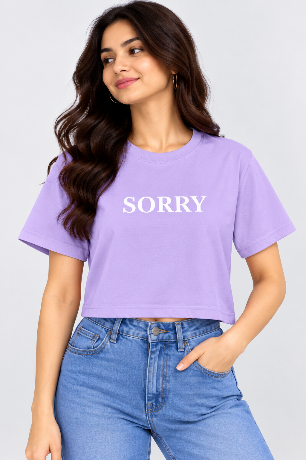 Sorry Crop T-Shirt Lavender