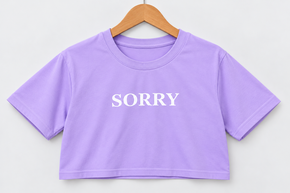 Sorry Crop T-Shirt Lavender