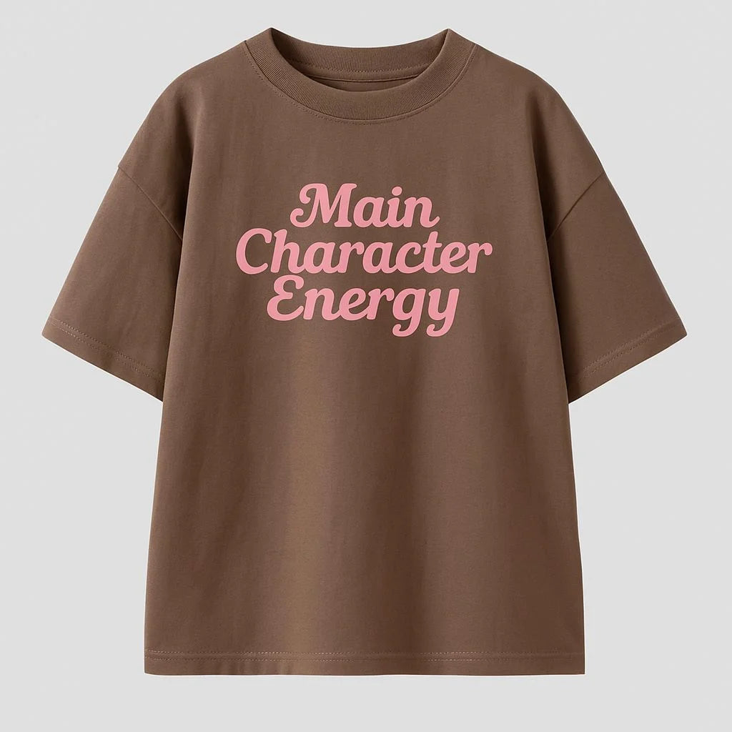 Main Character Energy oversized Tshirt Brown