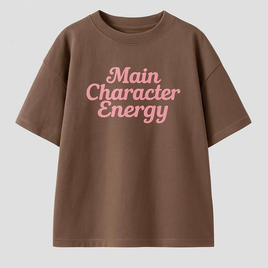 Main Character Energy oversized Tshirt Brown