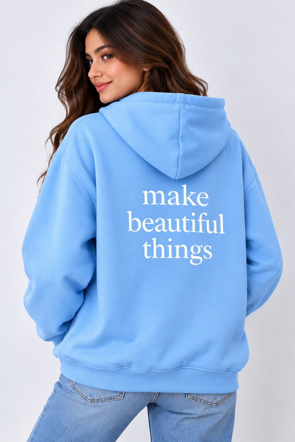 Make Beautiful Things Oversized Hoodie Sky Blue