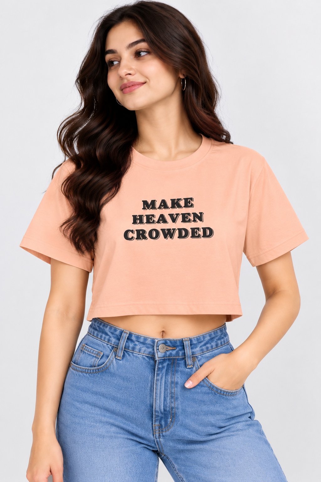 Make Heaven Crowded Crop T-Shirt Peach