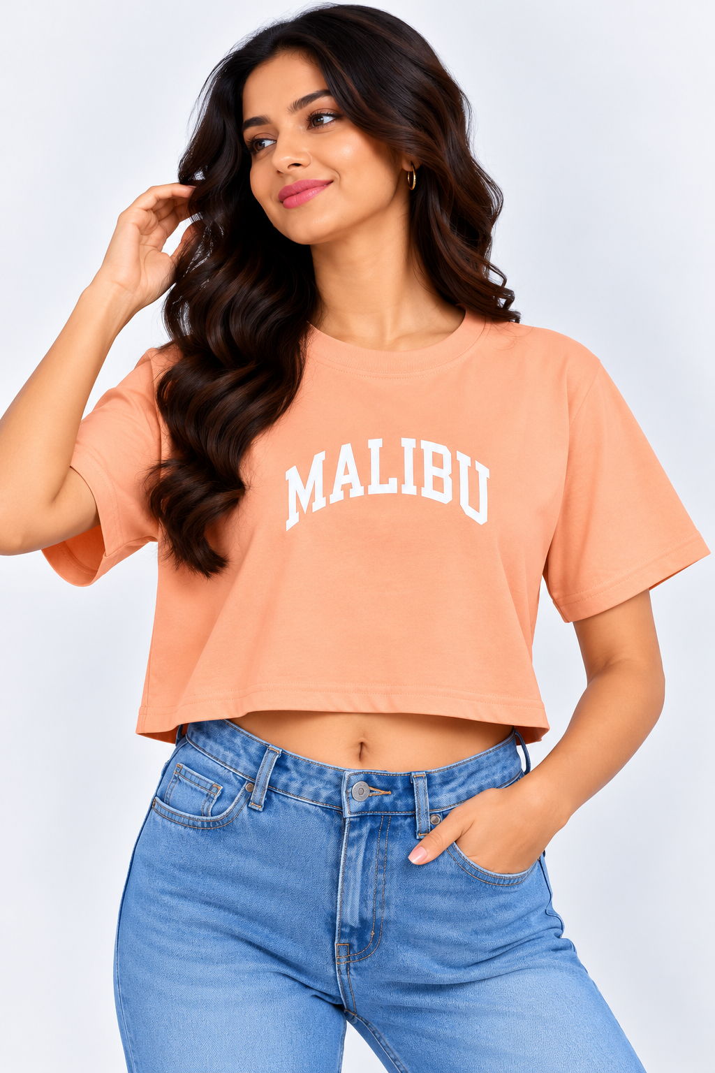 Malibu Crop T-Shirt Peach