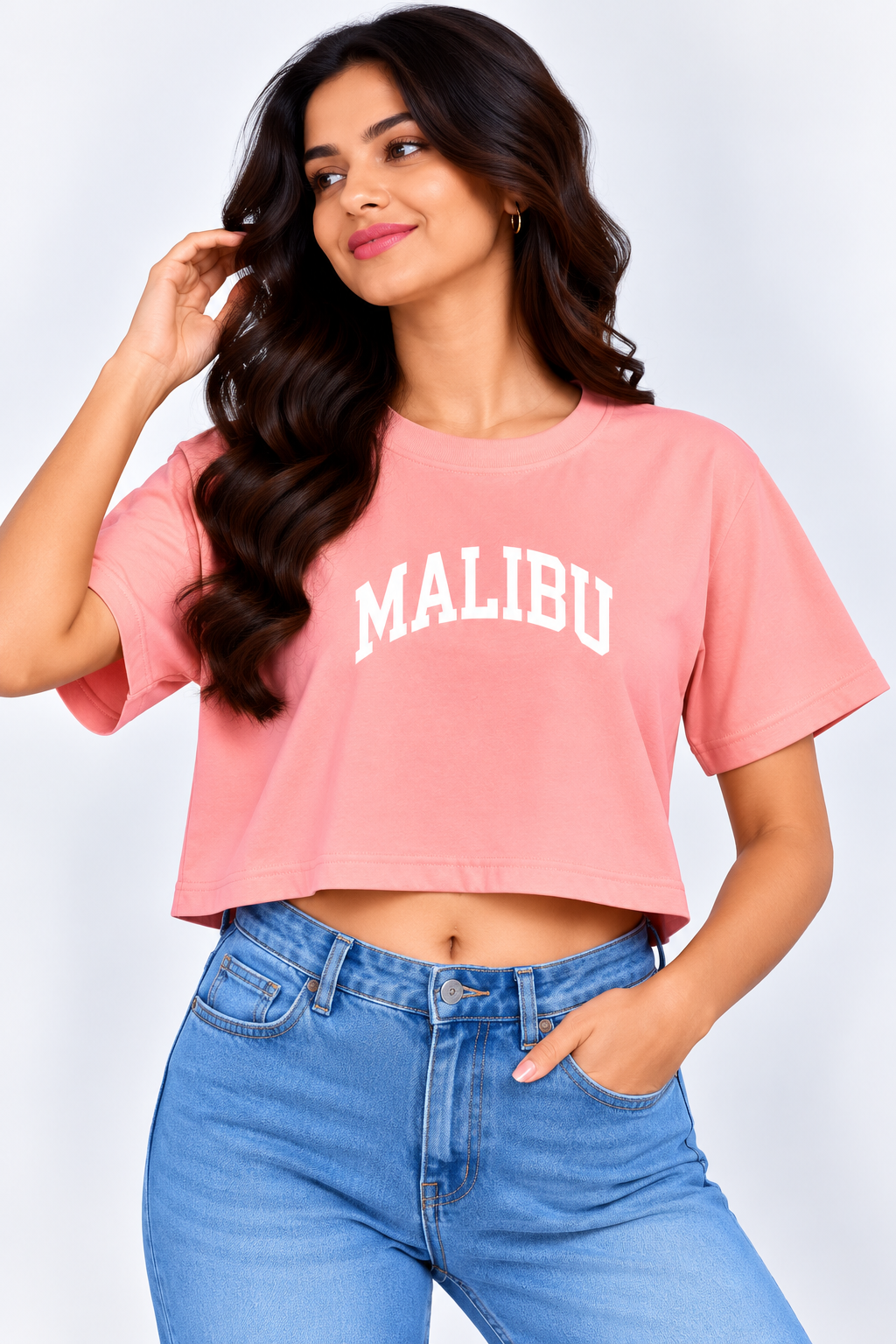Malibu Crop T-Shirt Peach Pink