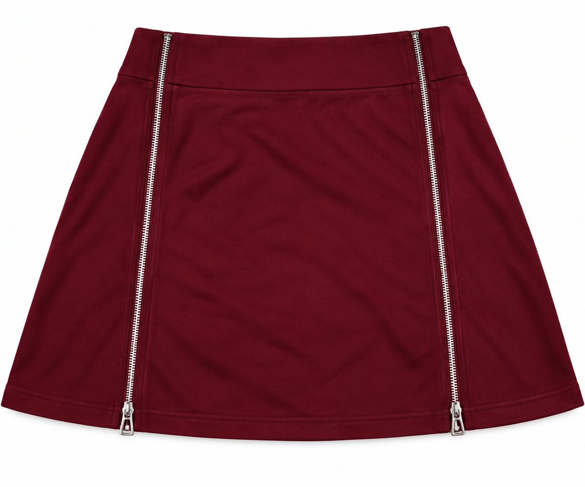 Double Zipper Mini Skirt Maroon