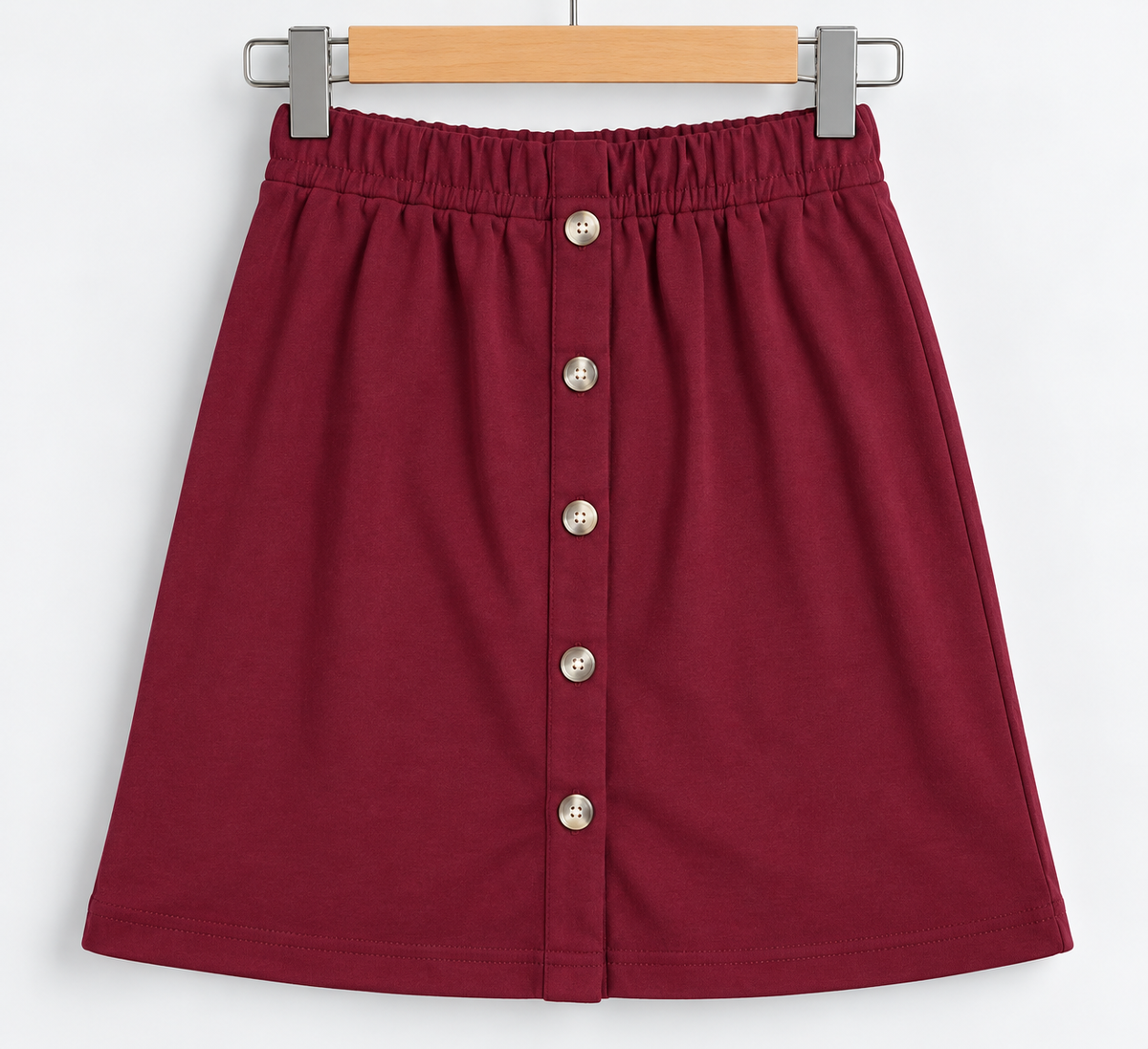 Maroon Button-Down Skirt