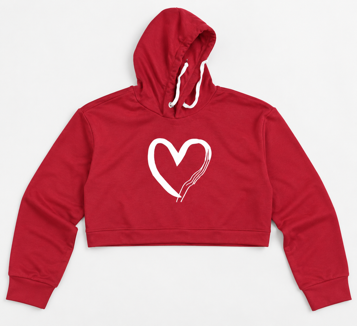 One Heart Cropped Hoodie Maroon