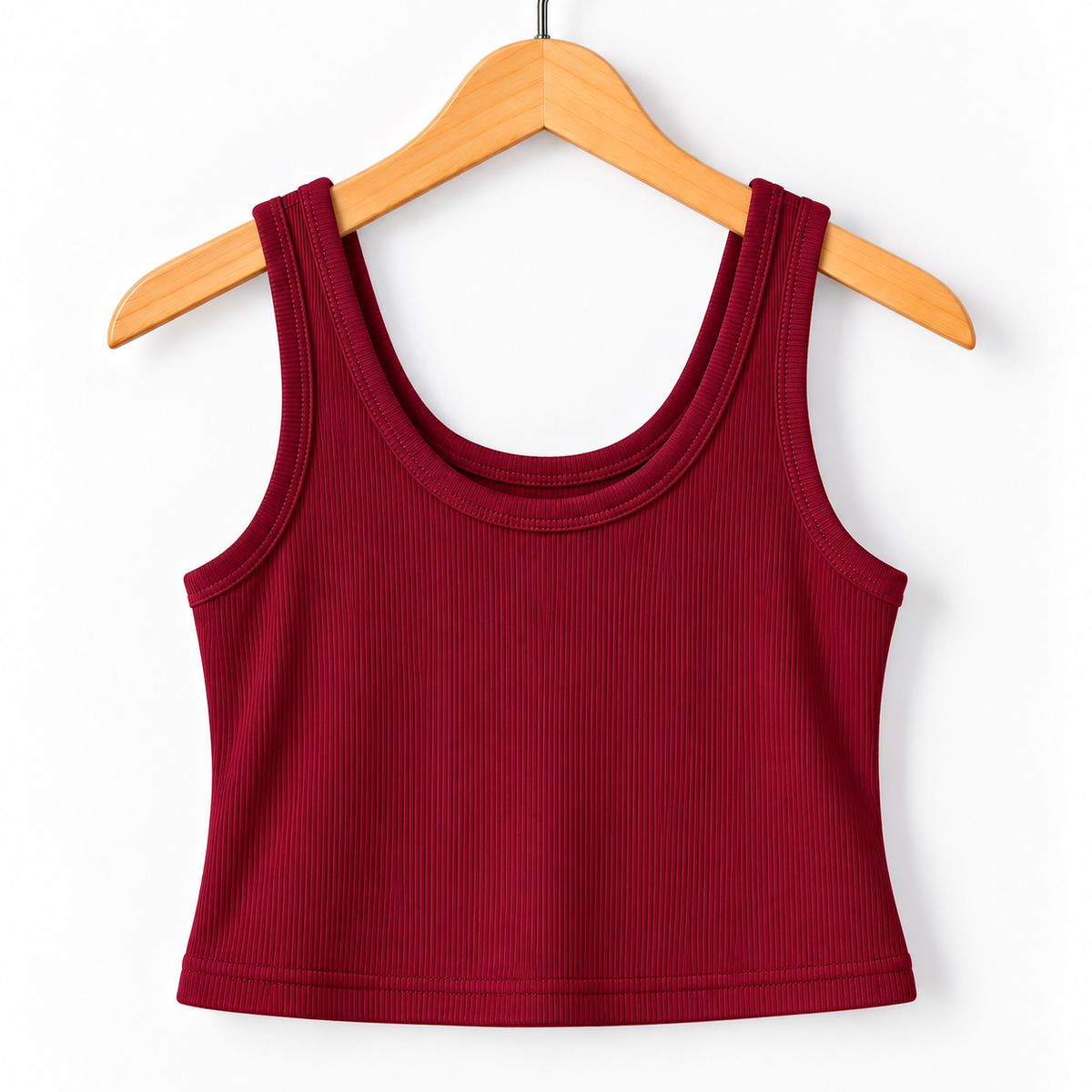 Ribbed Sleeveless Crop Tank Top Maroon