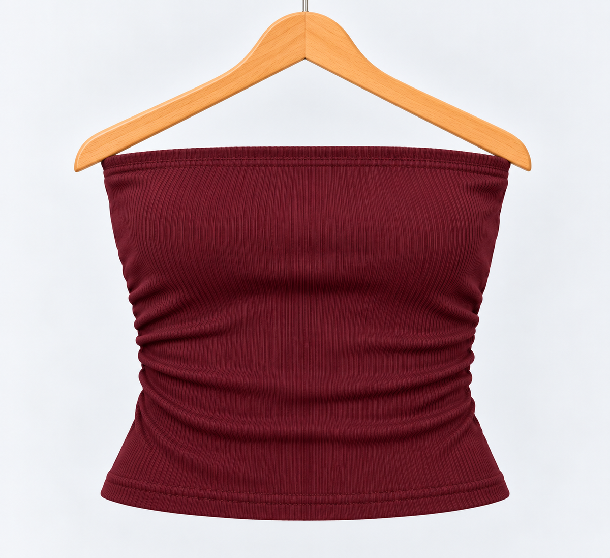 Ribbed Strapless Tube Top Maroon