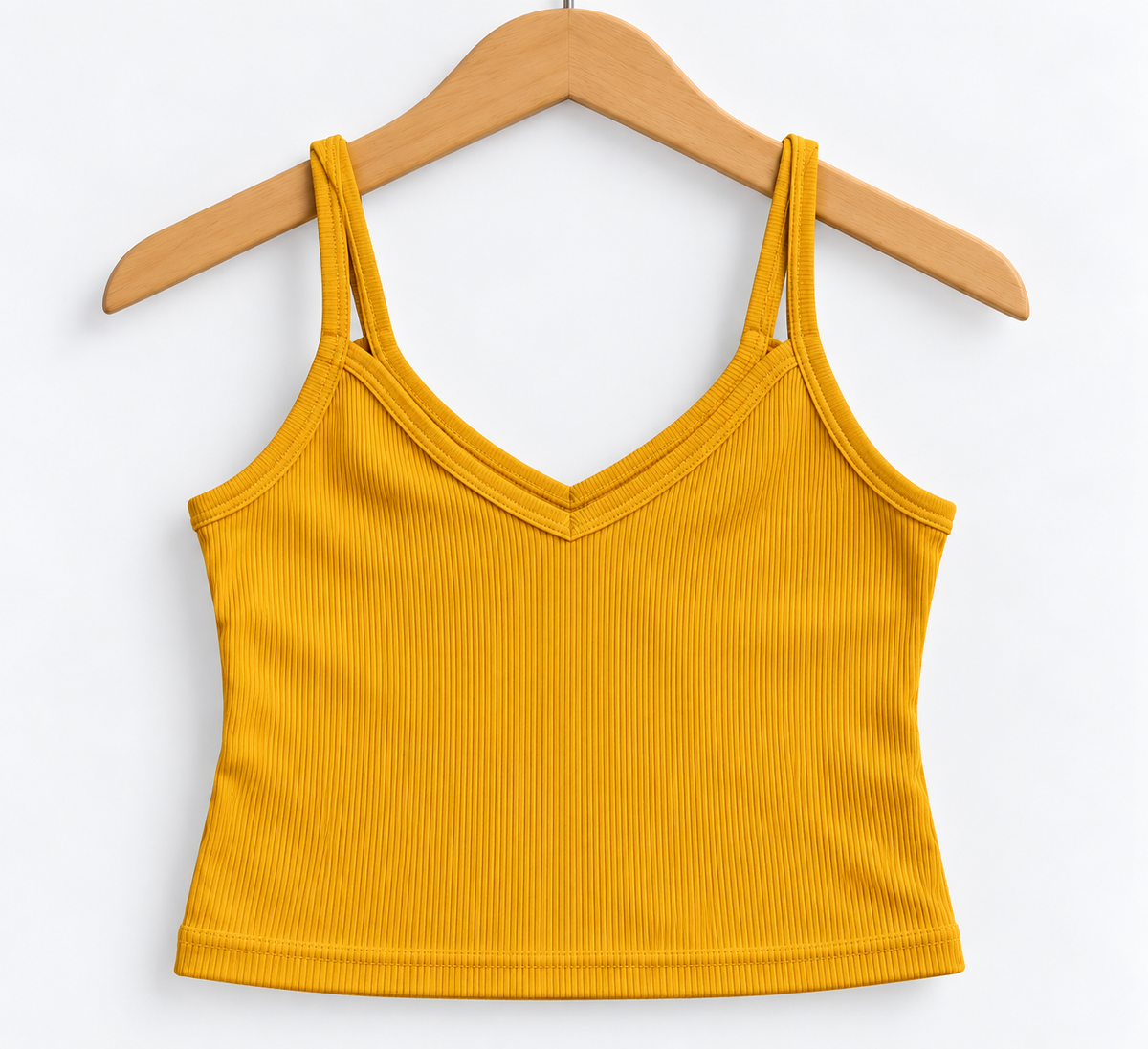 Ribbed V-Neck Cami Top Mustard