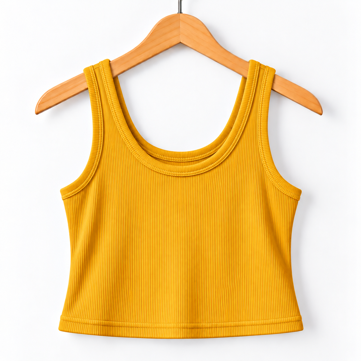Ribbed Sleeveless Crop Tank Top Mustard